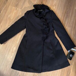Rothschild Girls Black Ruffled Dressy Winter Coat NWT Medium 10/12